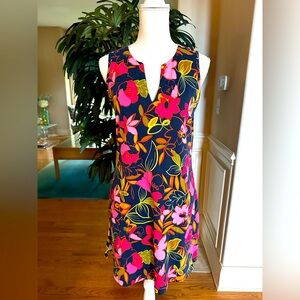 💙💕Lands' End MulticolorTropical Floral Notch Neck Sleeveless Knit Dress XS💙💕